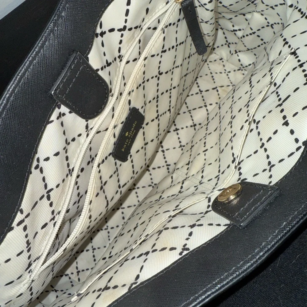 Kate Spade Black Leather Tote Crossbody Bag Gold Hardware